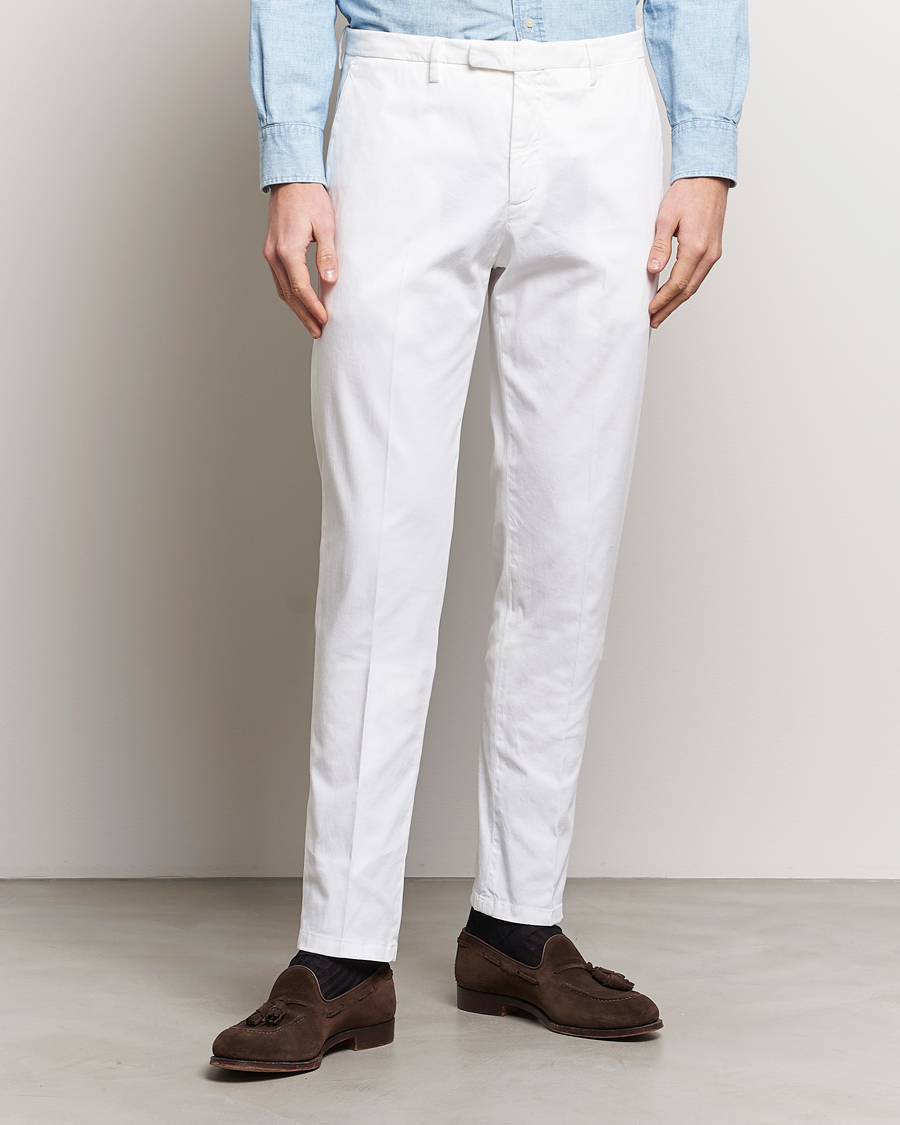 Uomini | Pantaloni | Boglioli | Cotton Stretch Chinos White