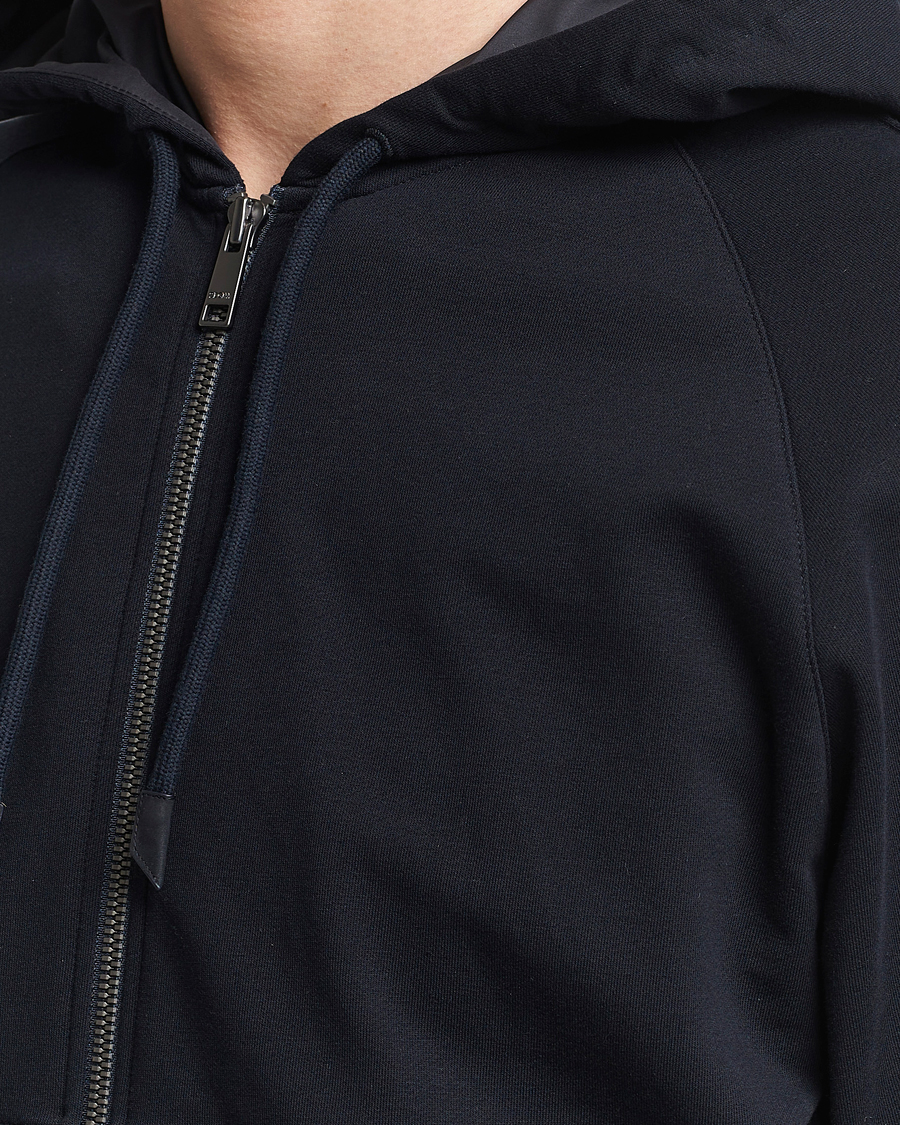 Uomini | Maglieria | Zegna | Cotton Stretch Zip Hoodie Navy