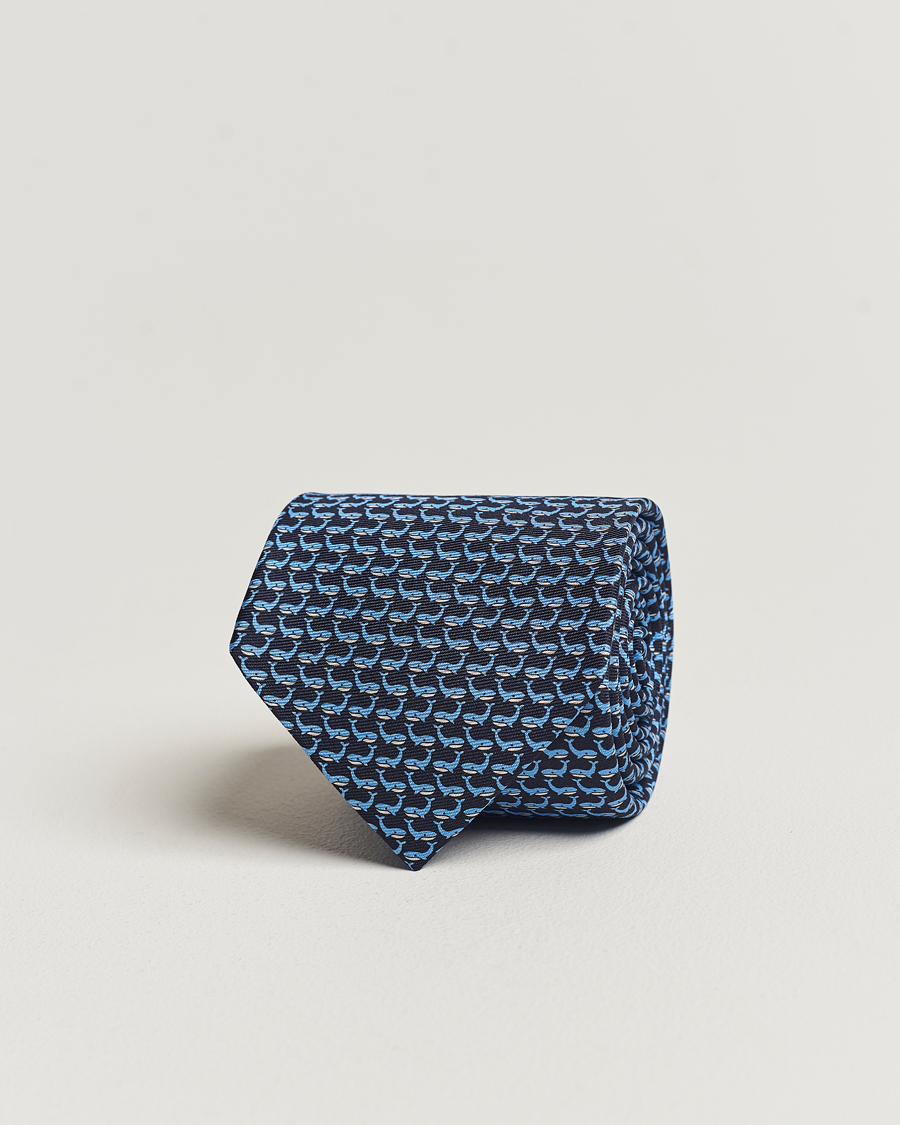 Uomini | Zegna Animal Print Silk Tie Navy | Zegna | Animal Print Silk Tie Navy