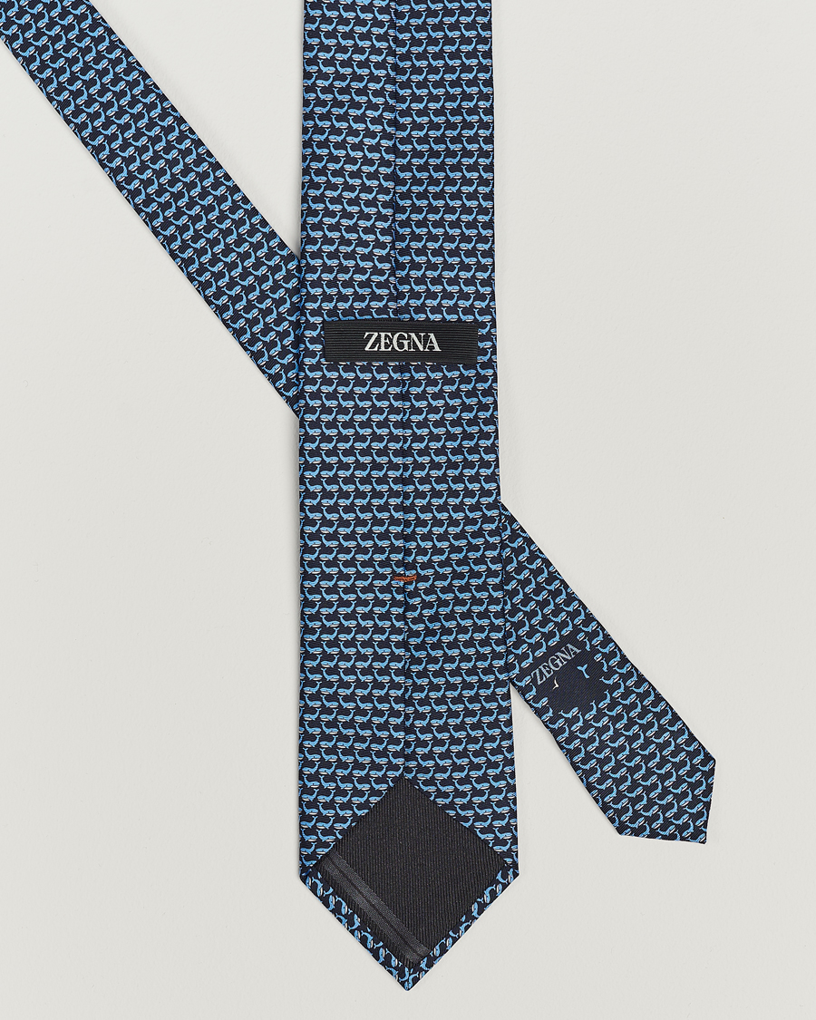 Uomini | Zegna Animal Print Silk Tie Navy | Zegna | Animal Print Silk Tie Navy