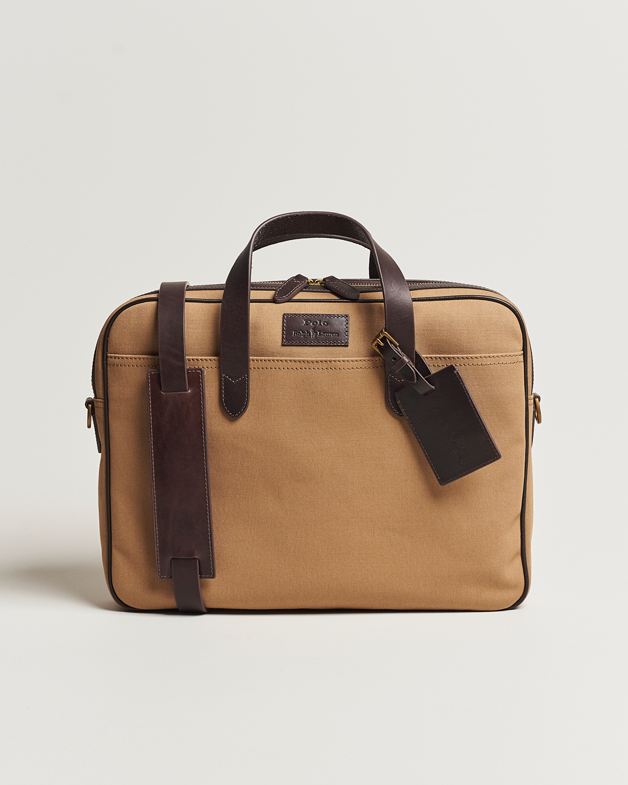 Uomini | Polo Ralph Lauren Canvas/Leather Computer Bag Tan | Polo Ralph Lauren | Canvas/Leather Computer Bag Tan
