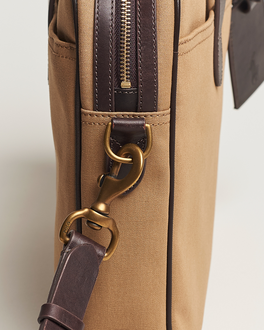 Uomini | Polo Ralph Lauren Canvas/Leather Computer Bag Tan | Polo Ralph Lauren | Canvas/Leather Computer Bag Tan