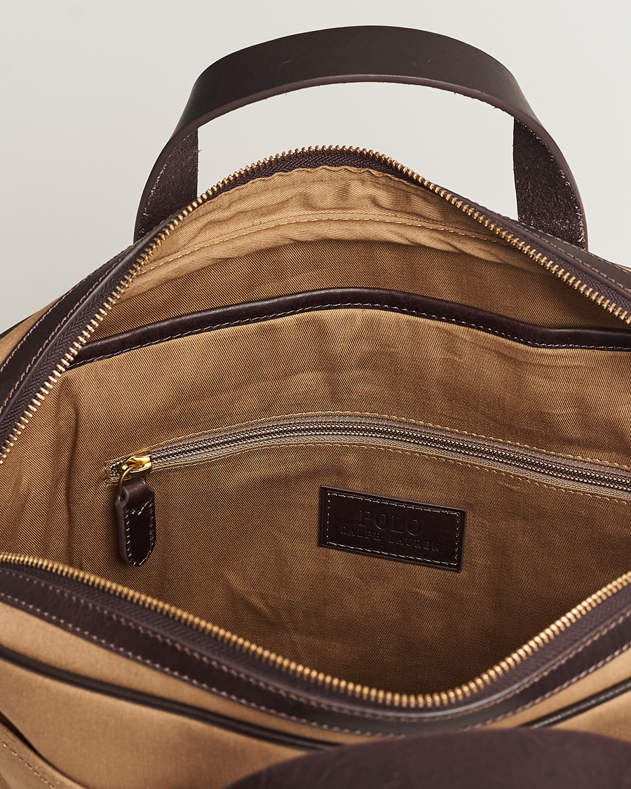 Uomini | Polo Ralph Lauren Canvas/Leather Computer Bag Tan | Polo Ralph Lauren | Canvas/Leather Computer Bag Tan