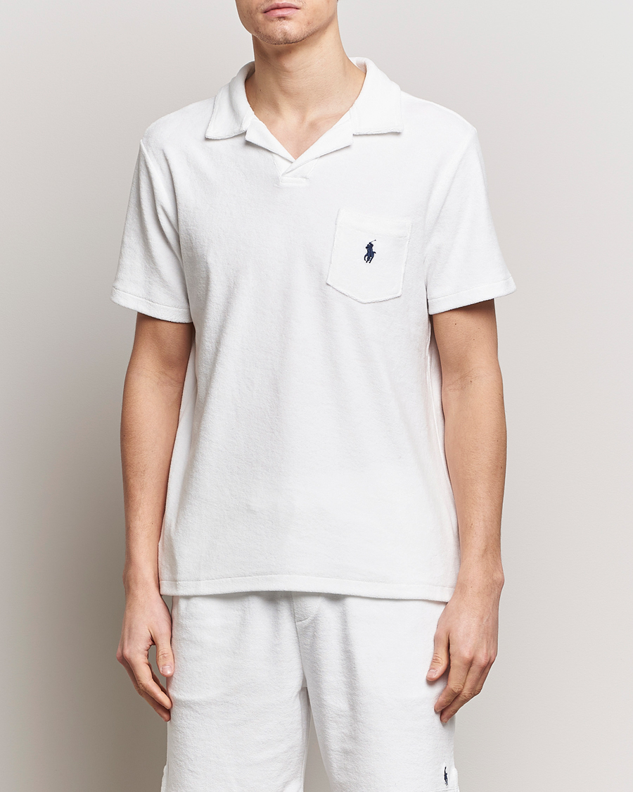 Uomini |  | Polo Ralph Lauren | Cotton Terry Open Collar Polo White