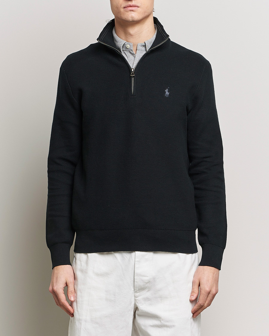 Uomini |  | Polo Ralph Lauren | Textured Half Zip Polo Black