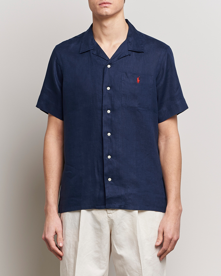 Uomini |  | Polo Ralph Lauren | Linen Pocket Short Sleeve Shirt Newport Navy