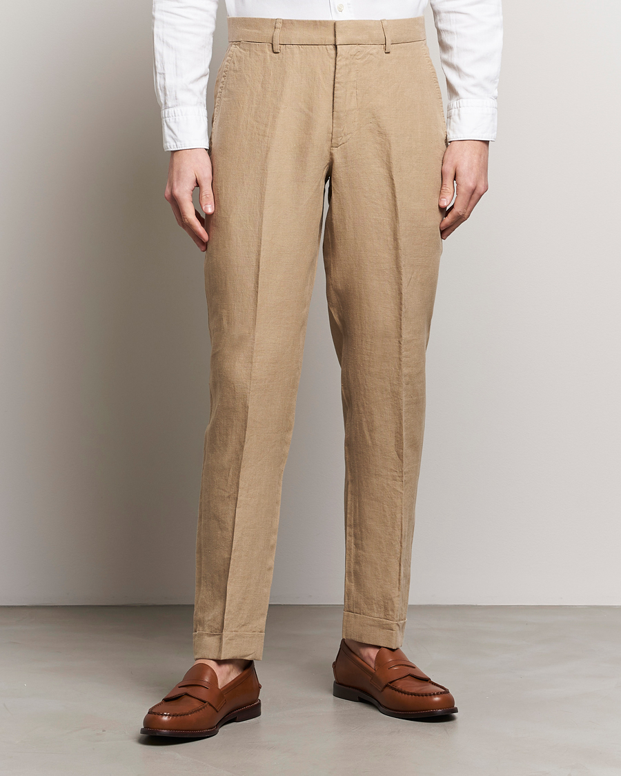 Uomini |  | Polo Ralph Lauren | Linen Pleated Trousers Coastal Beige