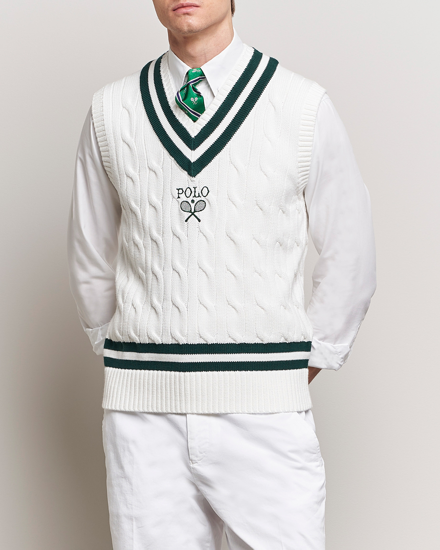 Uomini | Pullover | Polo Ralph Lauren | Wimbledon Cricket Vest White/Moss Agate