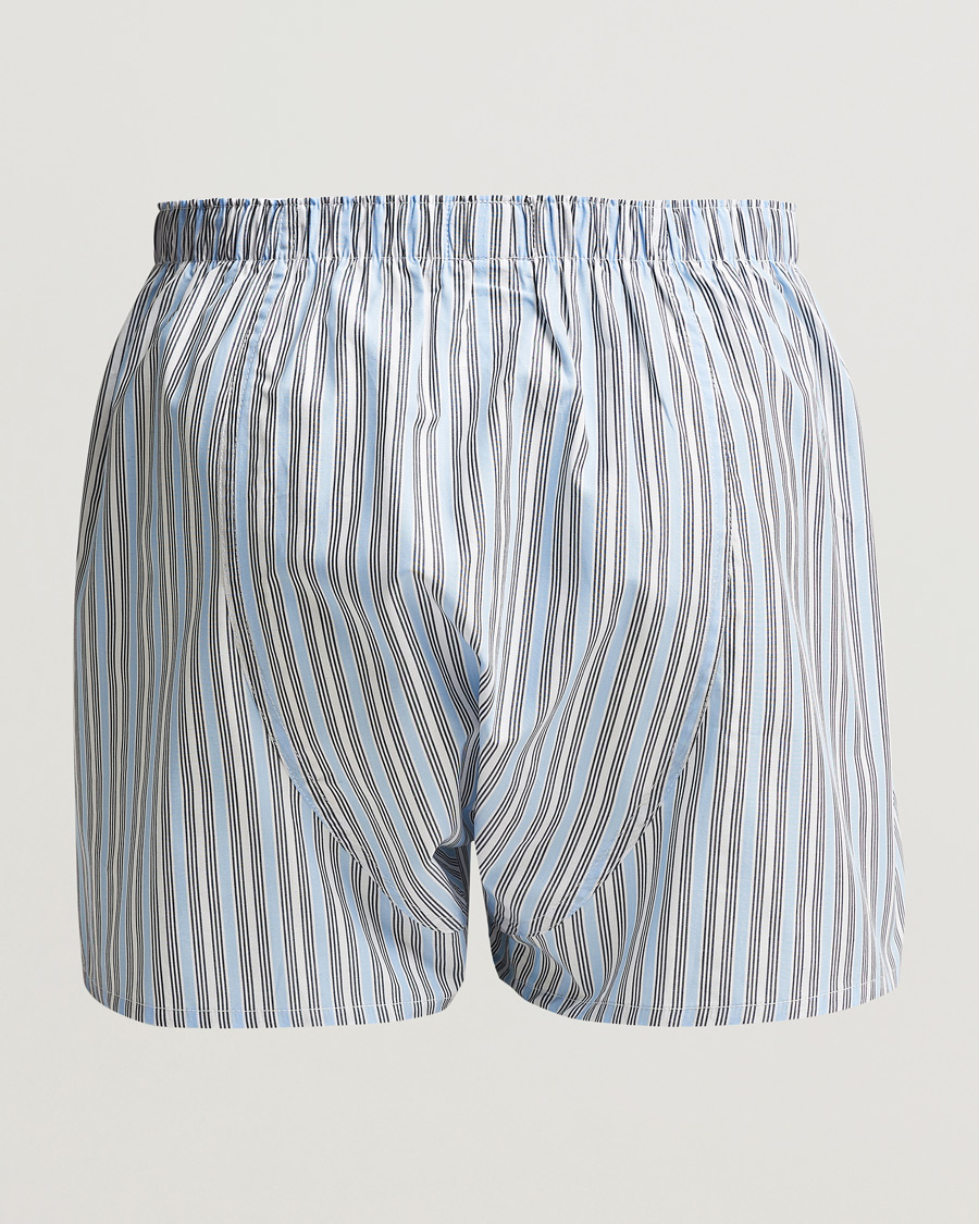 Uomini | Biancheria intima | Sunspel | Classic Woven Cotton Boxer Shorts Blue Mix Stripe