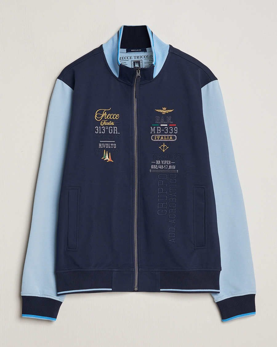 Uomini | Maglieria | Aeronautica Militare | Full Zip Sweater Navy/Glacier Blue