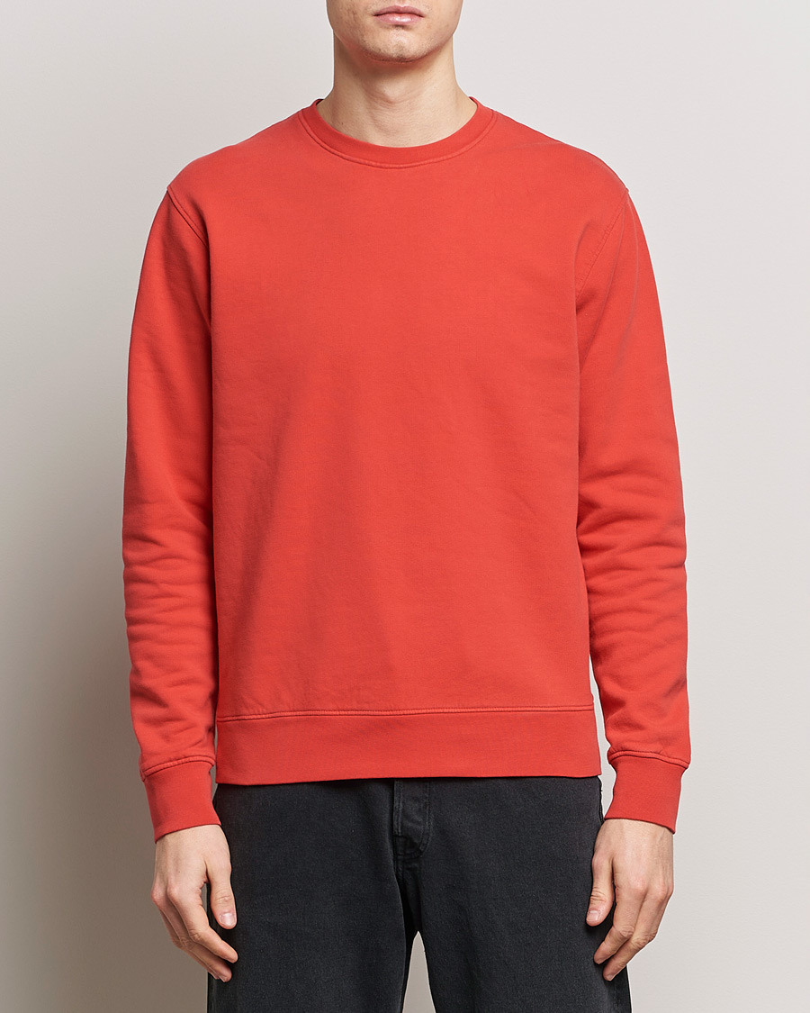 Uomini | Reparti | Colorful Standard | Classic Organic Crew Neck Sweat Red Tangerine