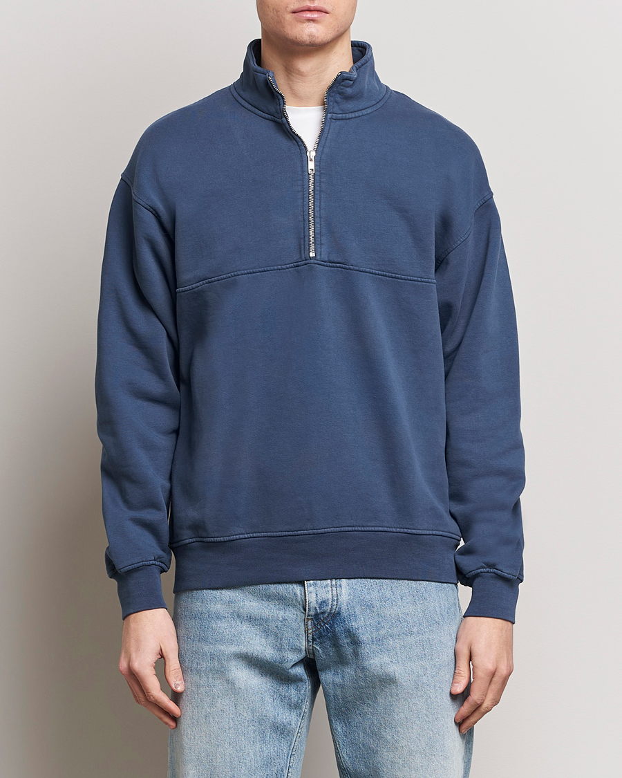 Uomini |  | Colorful Standard | Classic Organic Half-Zip Petrol Blue