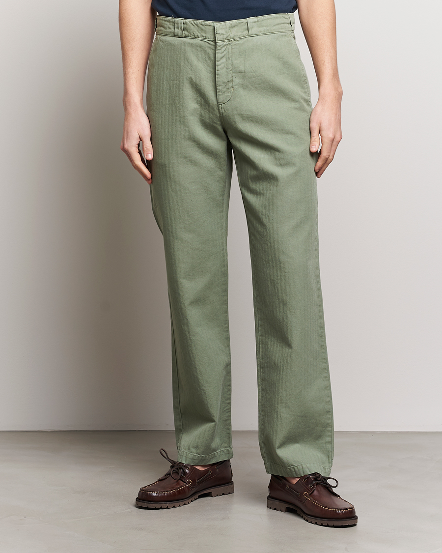 Uomini | 70% di sconto | Aspesi | Cotton Herringbone Pants Sage