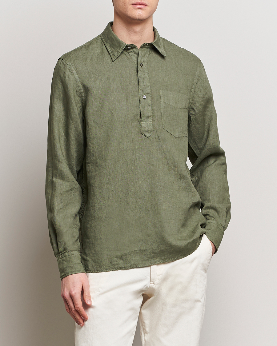 Uomini | Abbigliamento | Aspesi | Linen Popover Shirt Military