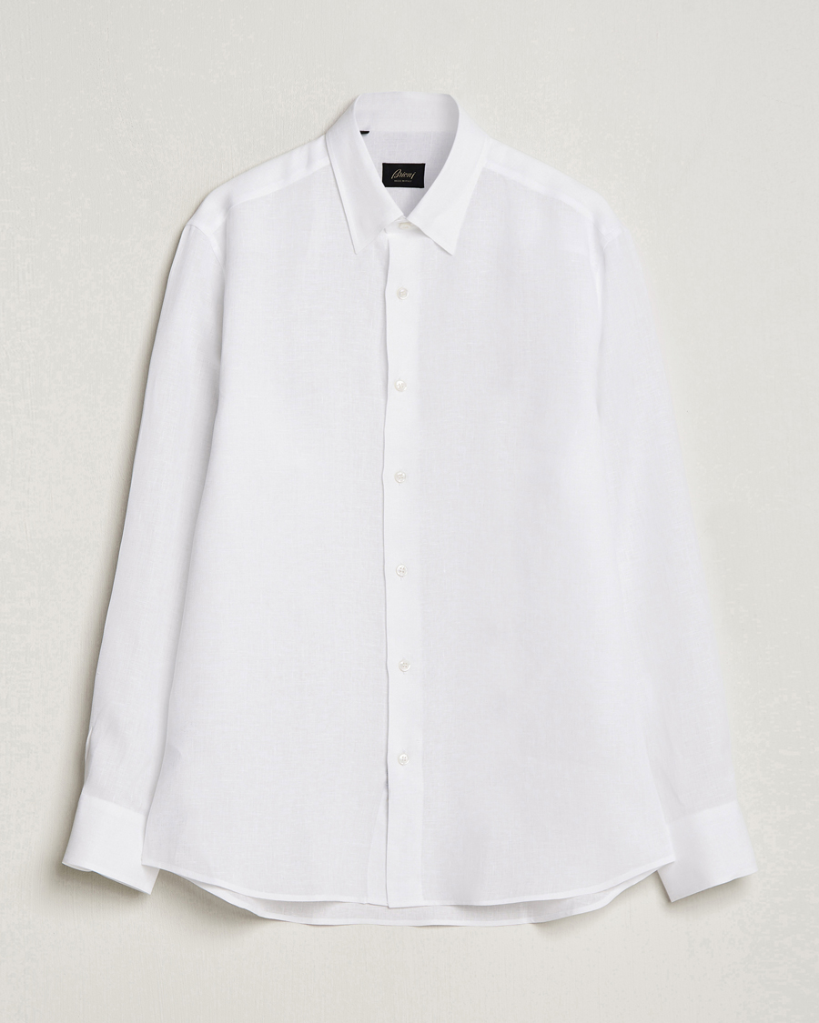 Uomini | Camicie | Brioni | Linen Sport Shirt White