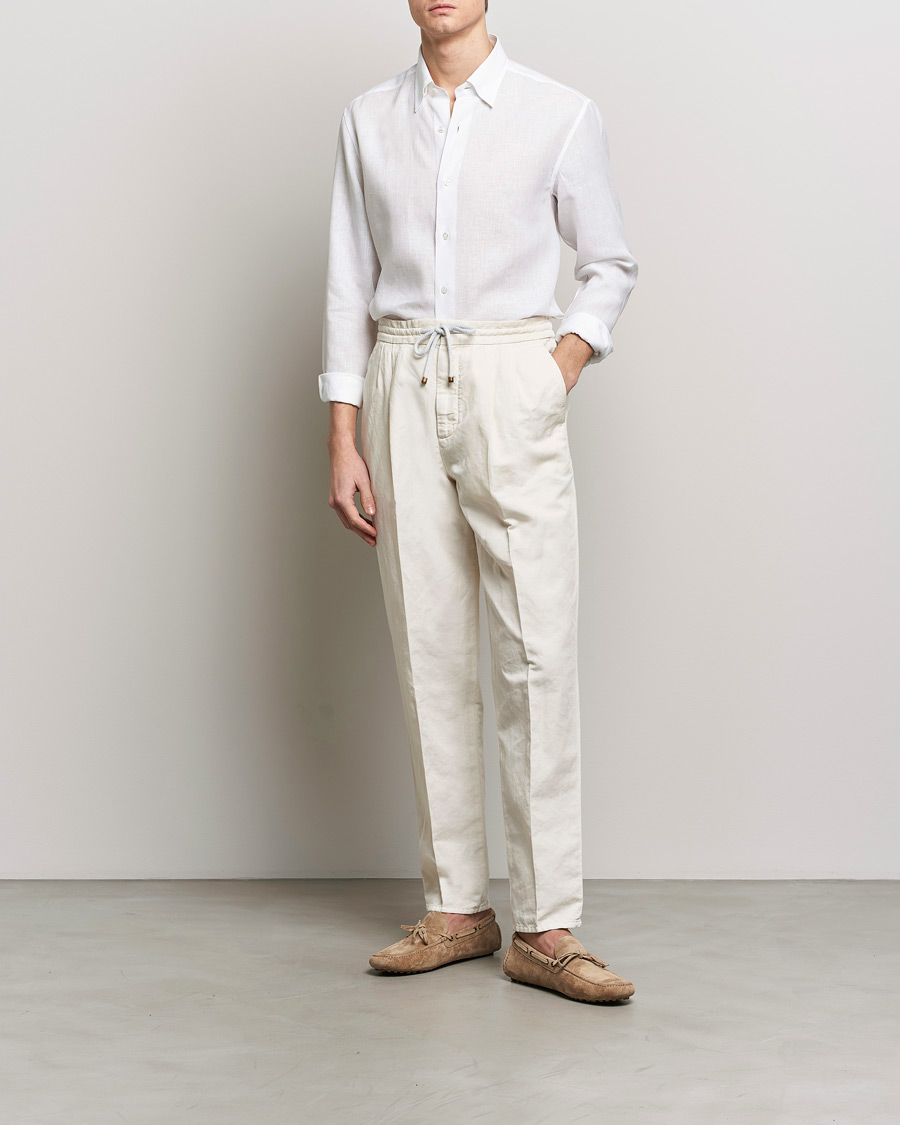 Uomini | Camicie | Brioni | Linen Sport Shirt White