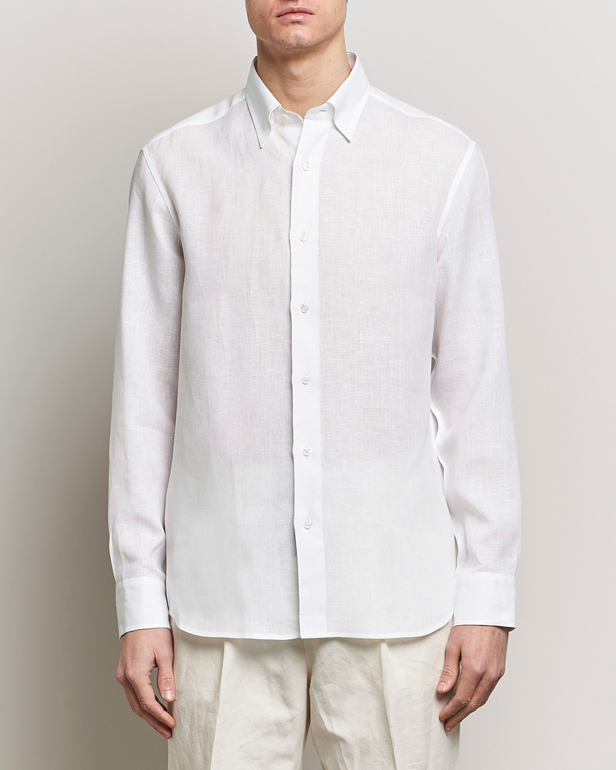 Uomini | Camicie | Brioni | Linen Sport Shirt White