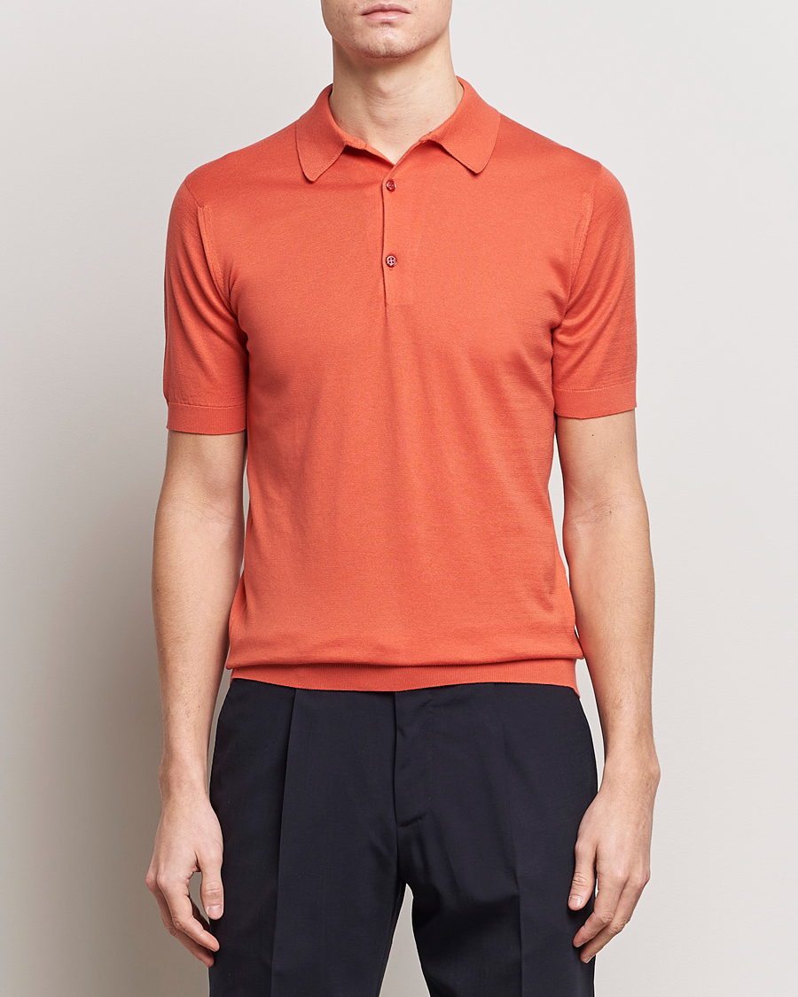 Uomini |  | John Smedley | Adrian Slim Fit Sea Island Polo Sundown Orange