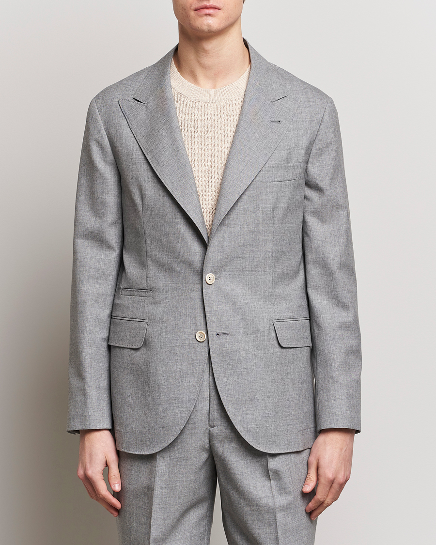 Uomini |  | Brunello Cucinelli | Peak Lapel Wool Blazer Light Grey