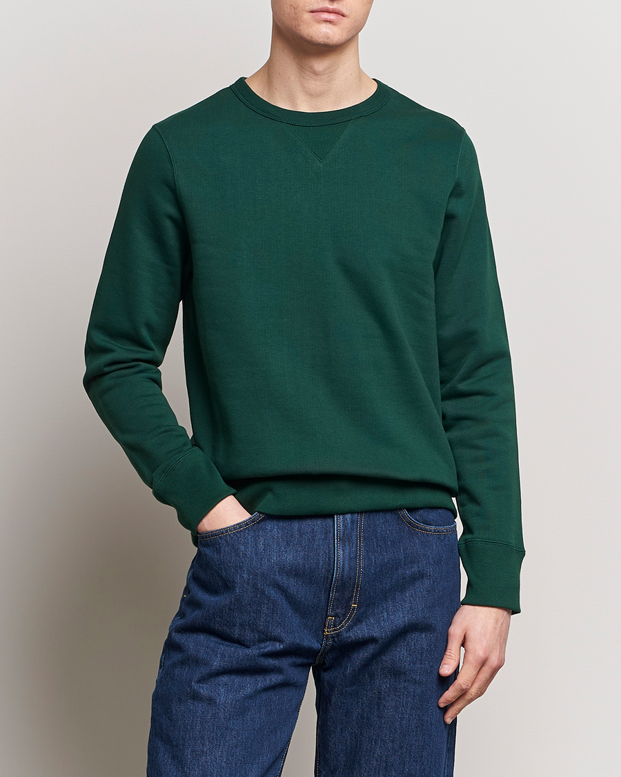 Uomini | Merz b. Schwanen | Merz b. Schwanen | Organic Cotton Crew Neck Sweatshirt Classic Green