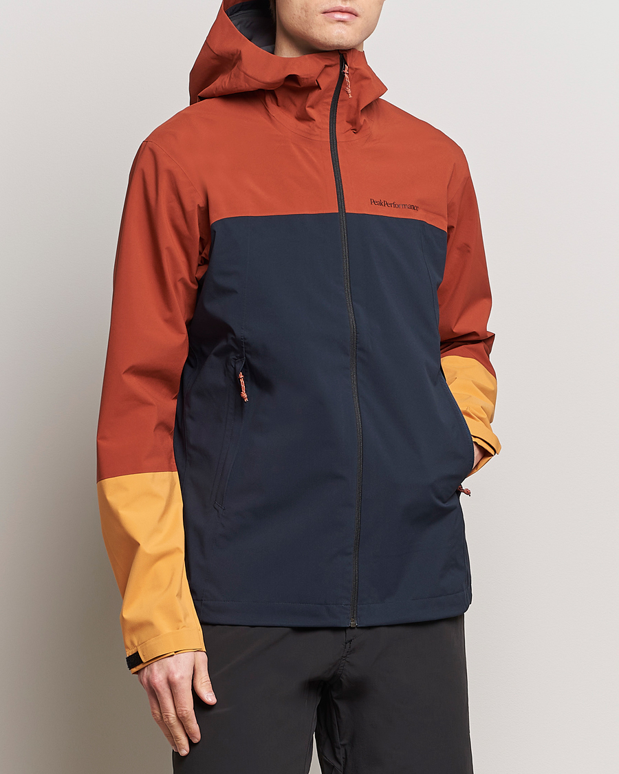 Uomini | Giacche a guscio | Peak Performance | Trail Hipe Hooded Jacket Spiced/Salute Navy/Desert