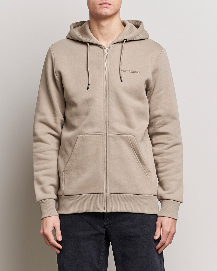 Uomini | Peak Performance | Peak Performance | Original Logo Full Zip Hoodie Avid Beige