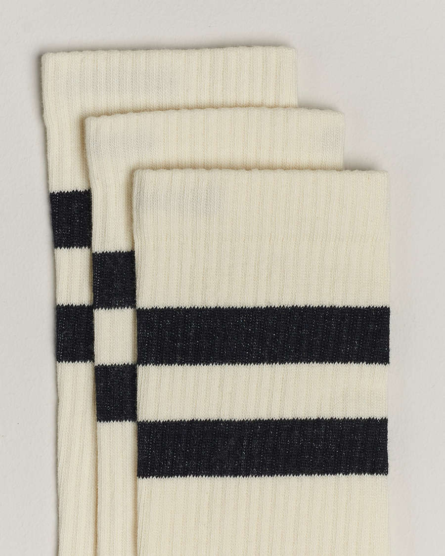 Uomini |  | Sweyd | 3-Pack Two Stripe Cotton Socks White/Black