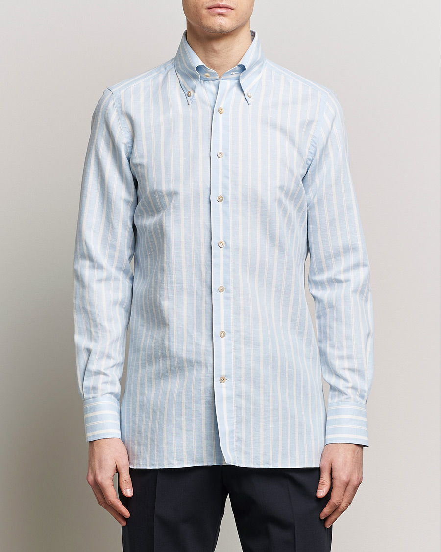 Uomini |  | 100Hands | Cotton Striped Shirt Light Blue