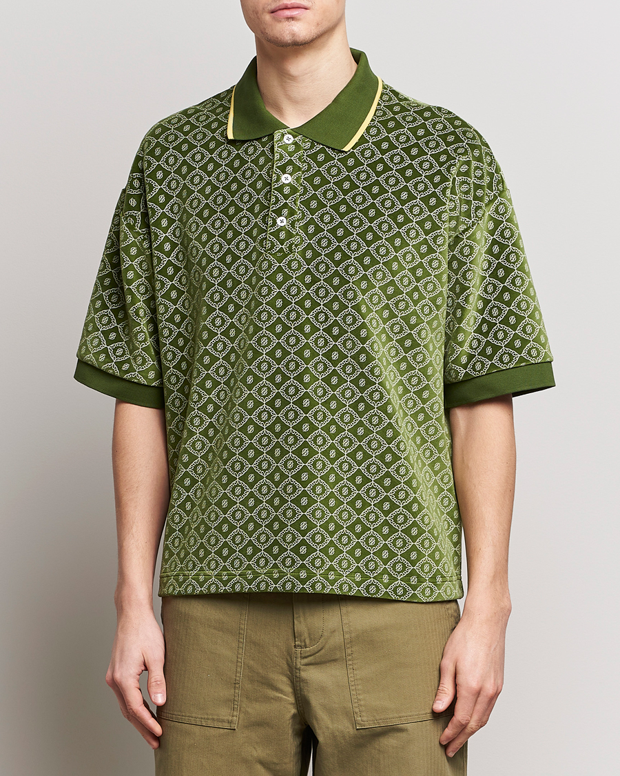 Uomini | Drôle de Monsieur | Drôle de Monsieur | Short Sleeve Monogram Polo Green