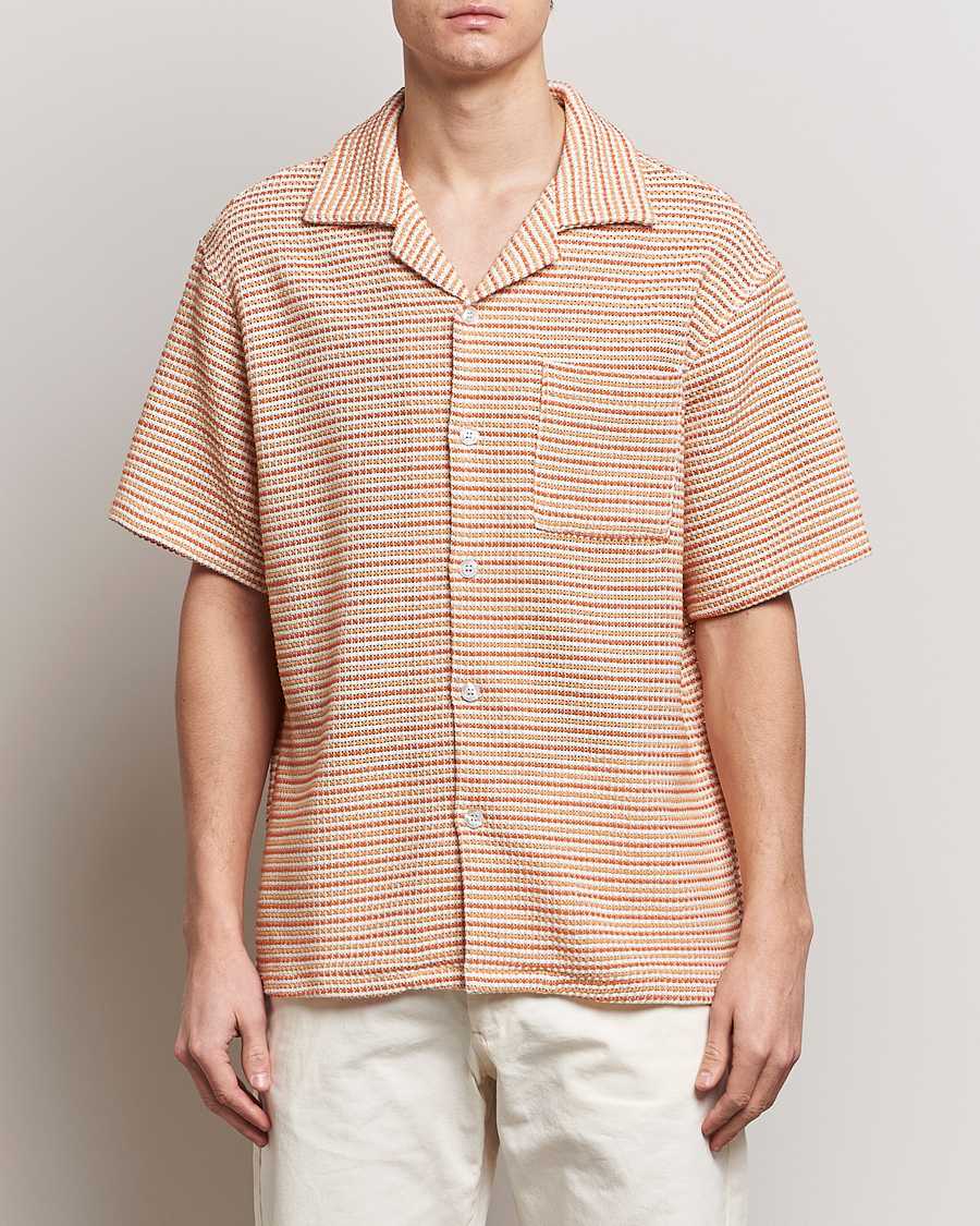 Uomini | Casual | Drôle de Monsieur | Micro Check Camp Shirt Orange