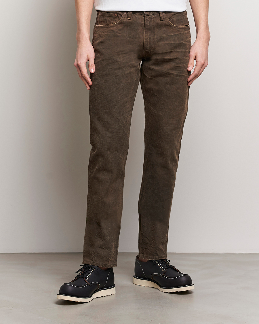 Uomini | Jeans | RRL | Slim Fit 5-Pocket Denim Distressed Brown Wash