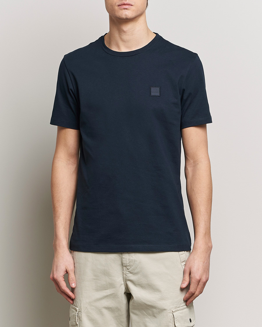 Uomini |  | BOSS ORANGE | Tales Logo Crew Neck T-Shirt Dark Blue