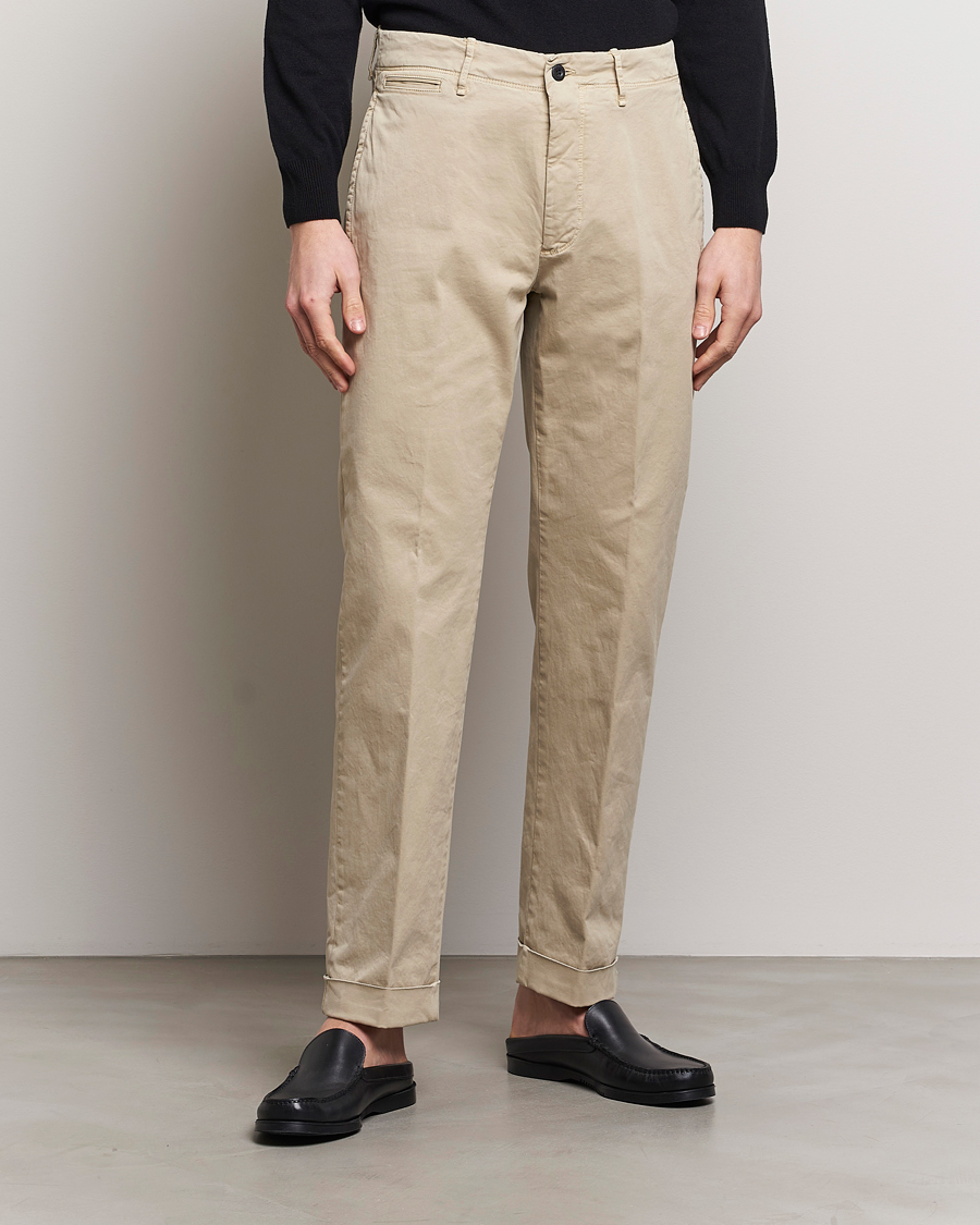 Uomini | Pantaloni | Incotex | Regular Fit Cotton Stretch Slacks Beige