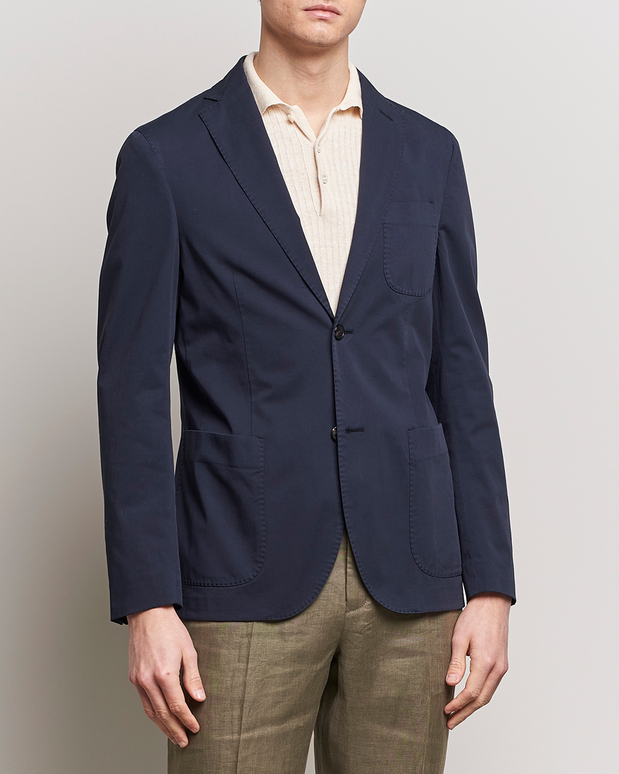 Uomini | Blazer di cotone | Incotex | Unconstructed Comfort Cotton Blazer Navy