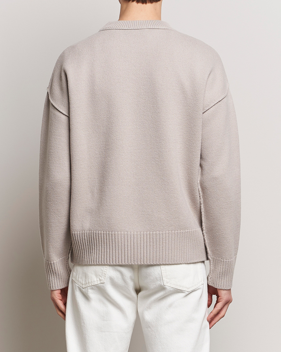 Uomini | Maglieria | AMI | Big Heart Wool Sweater Light Beige