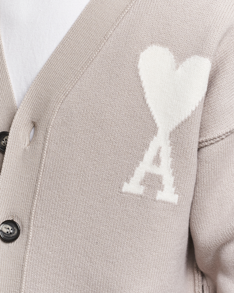 Uomini | Maglieria | AMI | Big Heart Wool Cardigan Light Beige
