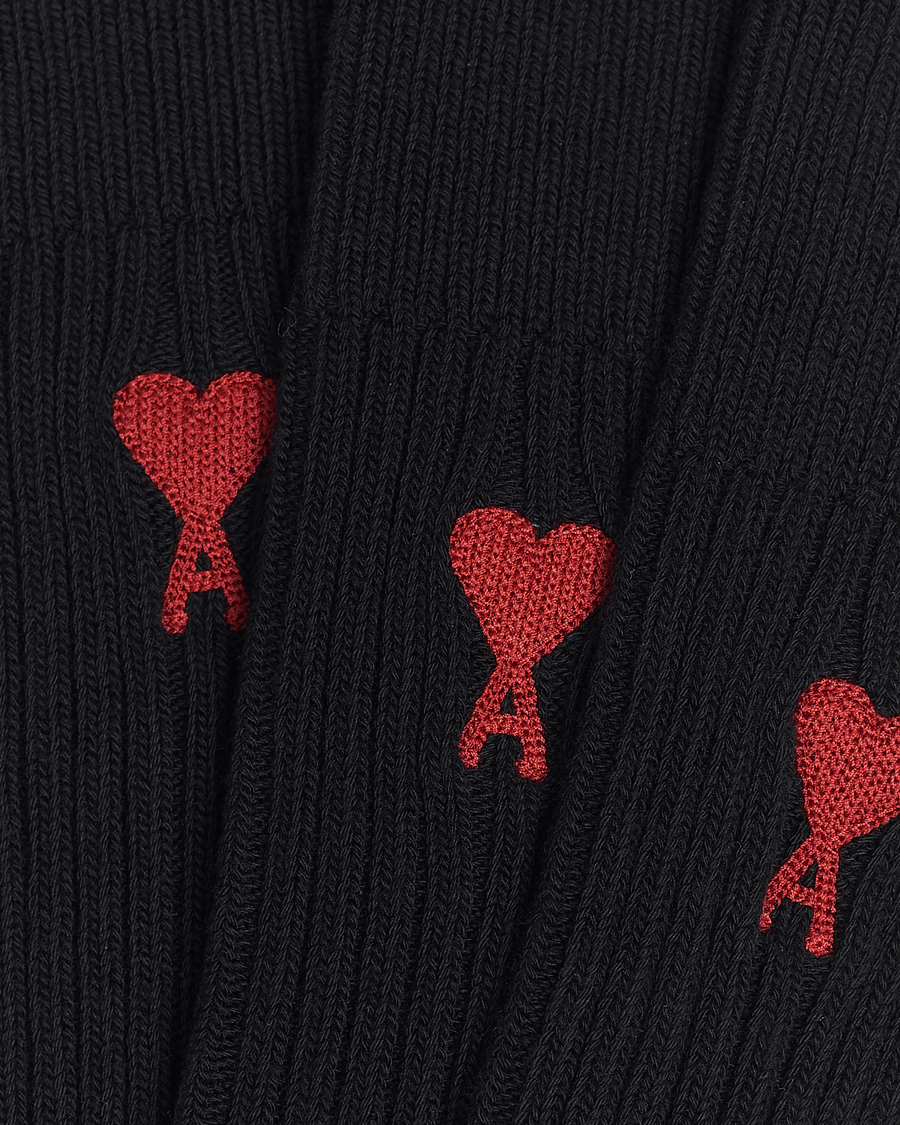 Uomini | Calzini per tutti i giorni | AMI | 3-Pack Heart Socks Black