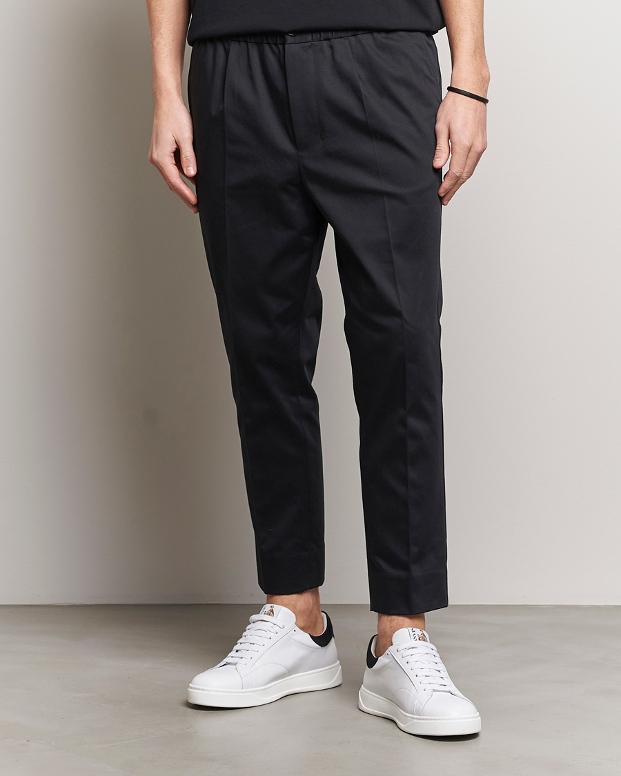 Uomini | AMI | AMI | Cotton Drawstring Trousers Black