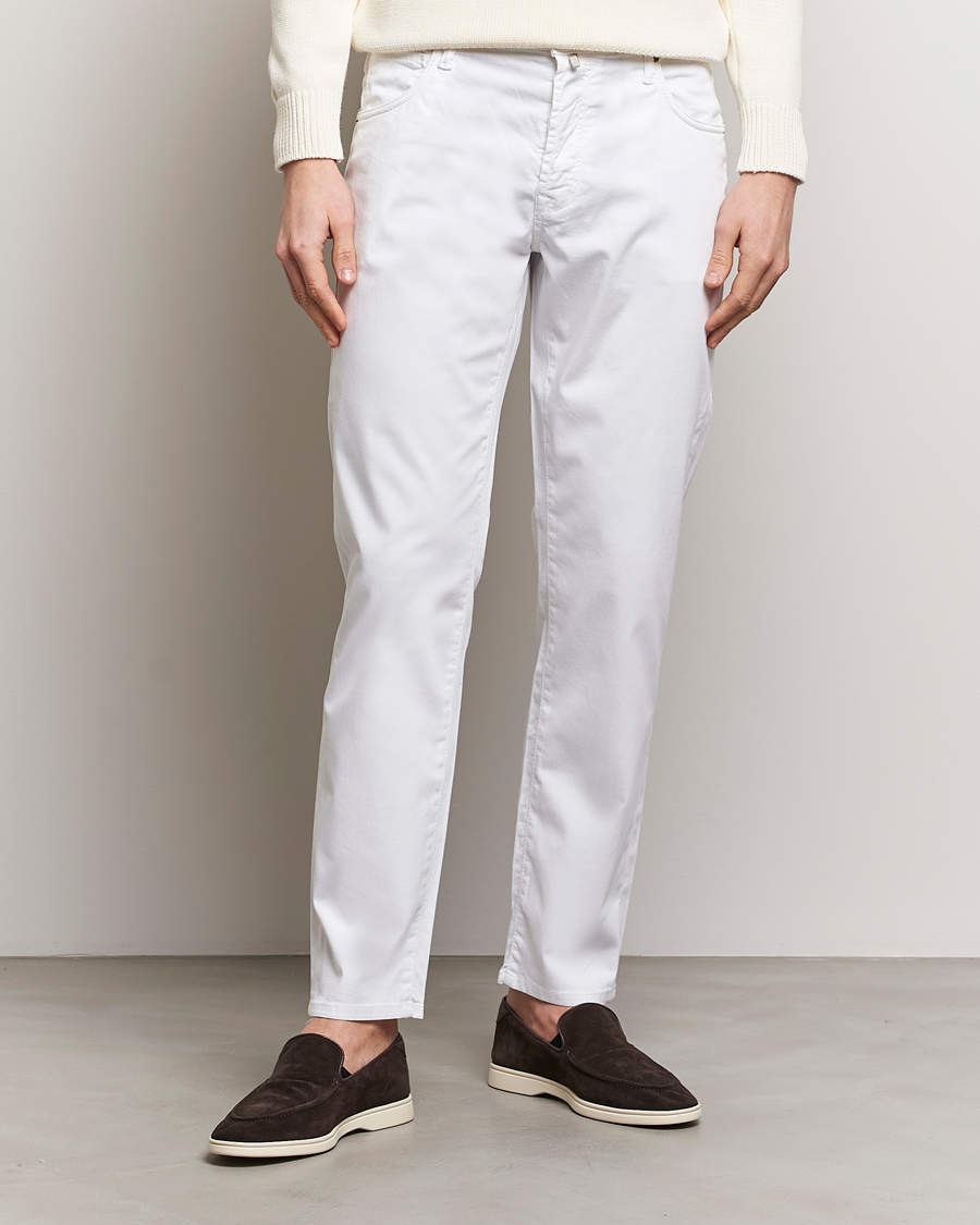 Uomini | 40% di sconto | Incotex | 5-Pocket Cotton/Stretch Pants White