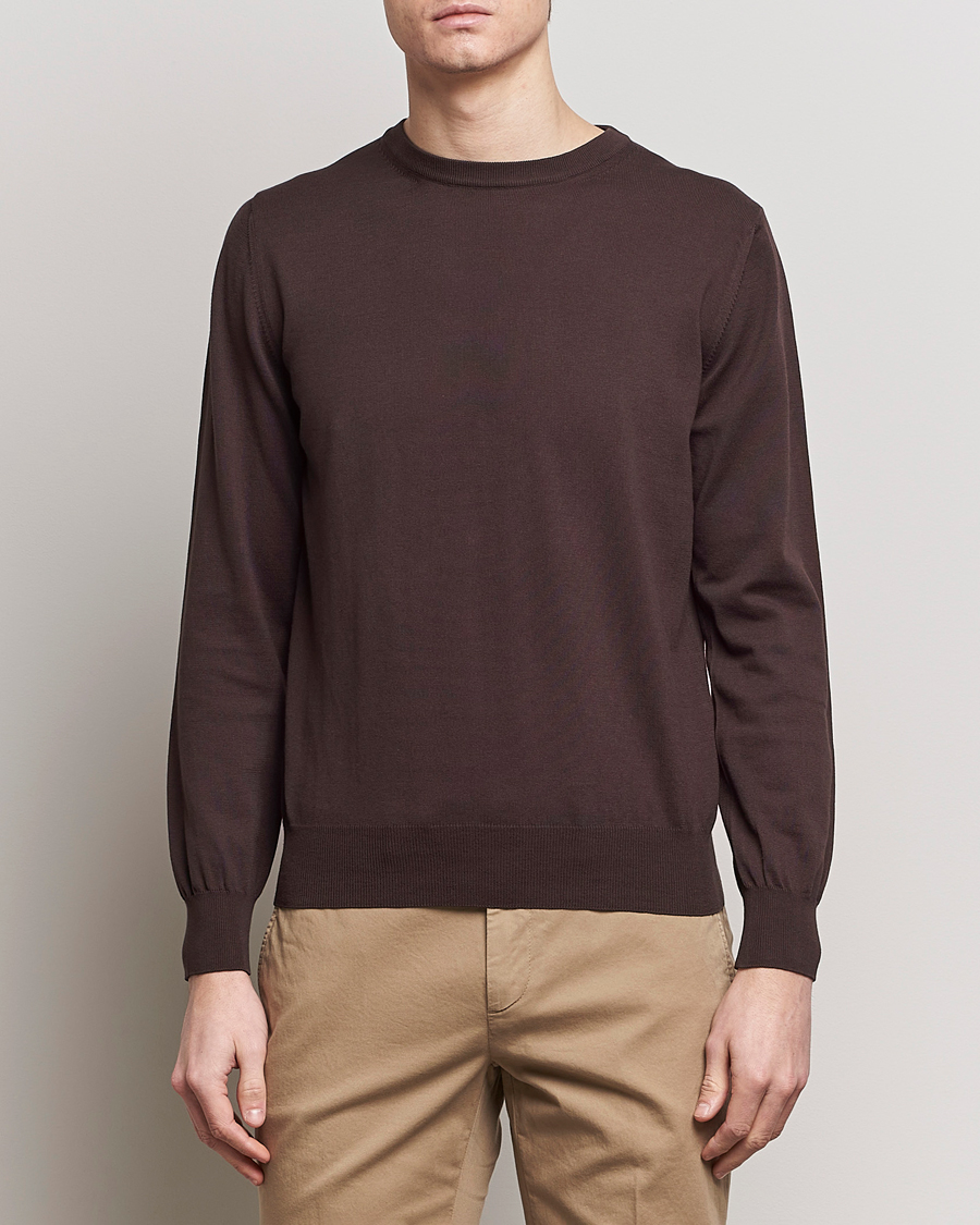 Uomini | Canali | Canali | Cotton Crew Neck Pullover Dark Brown