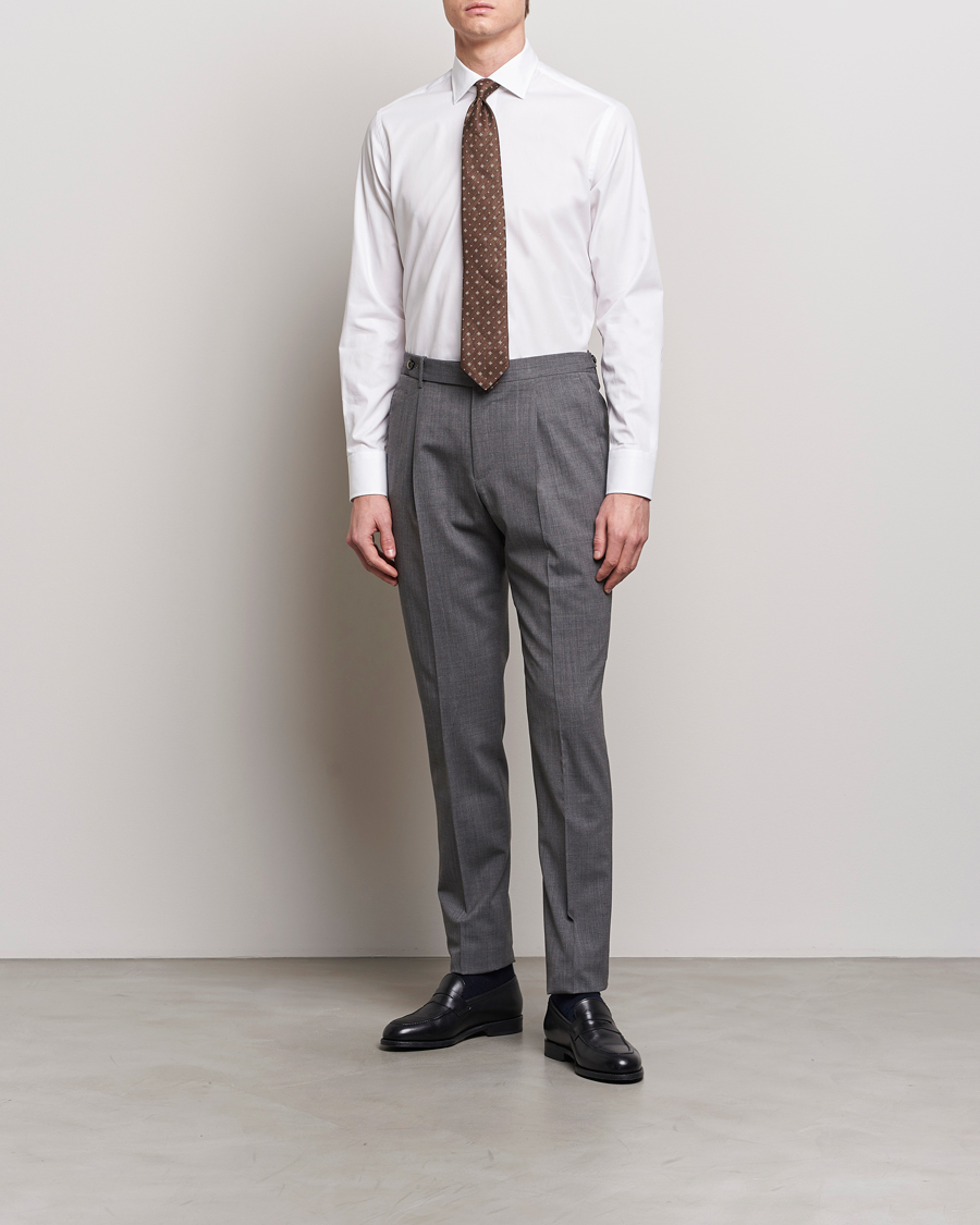 Uomini | Formal Wear | Grigio | Cotton Twill Dress Shirt White