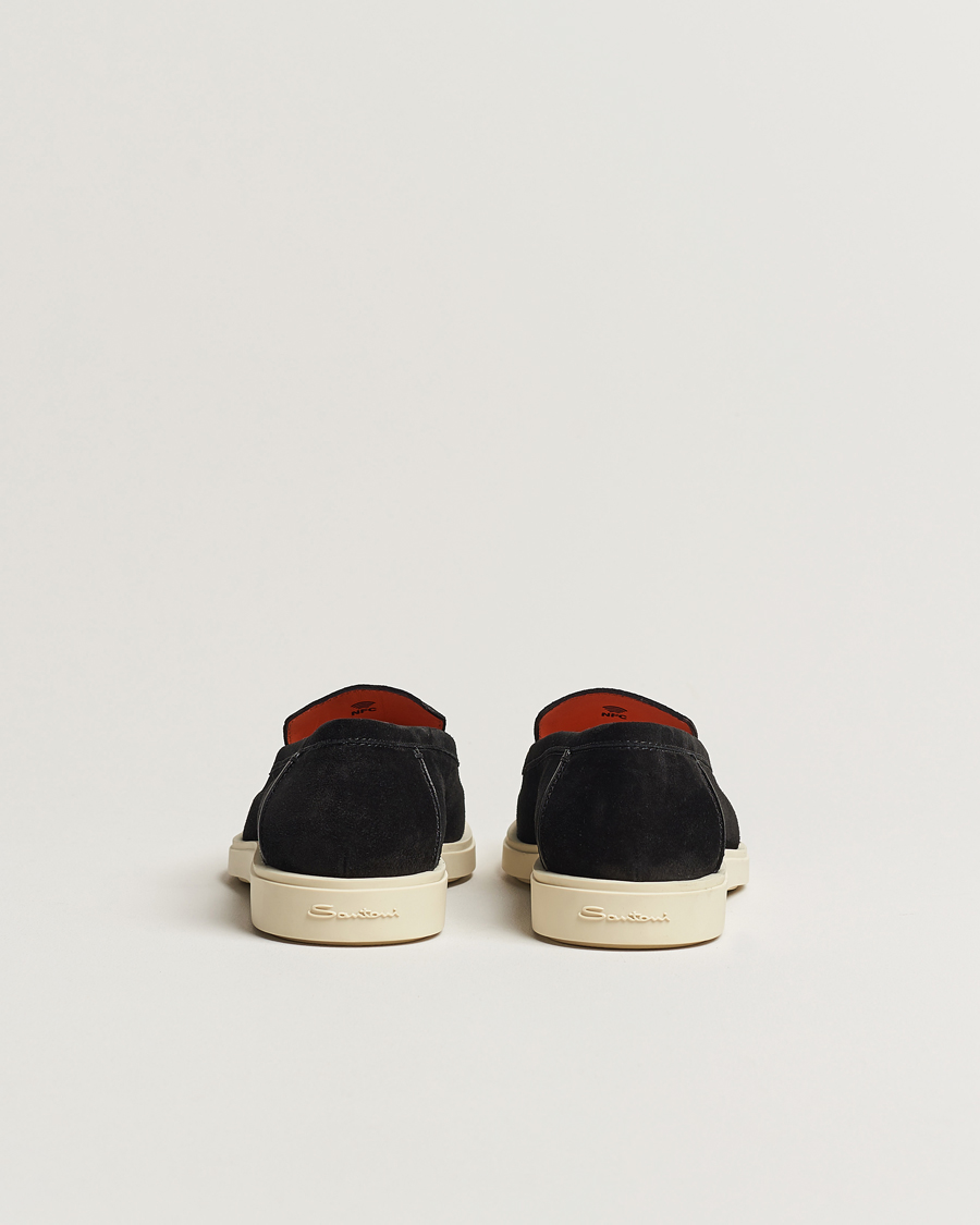 Uomini | Santoni Summer Loafers Black Suede | Santoni | Summer Loafers Black Suede