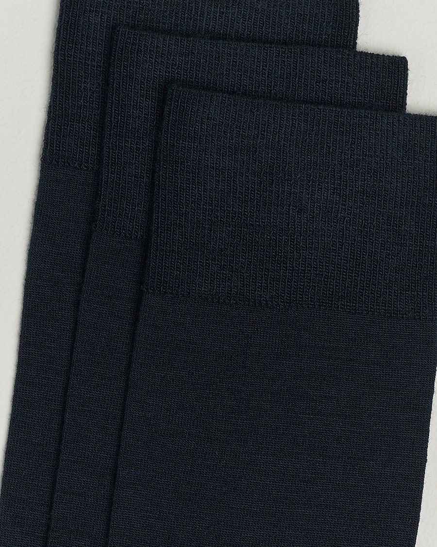 Uomini | Biancheria intima | Amanda Christensen | 3-Pack Icon Wool/Cotton Socks Dark Navy