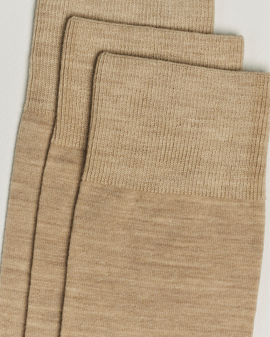 Uomini | Biancheria intima | Amanda Christensen | 3-Pack Icon Wool/Cotton Socks Sand