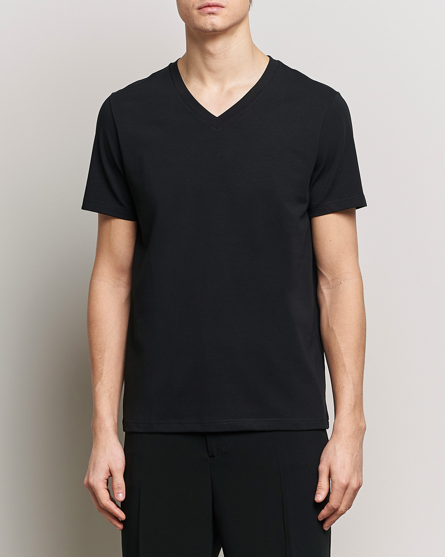 Uomini | T-shirt | Filippa K | Organic Cotton V-Neck T-Shirt Black