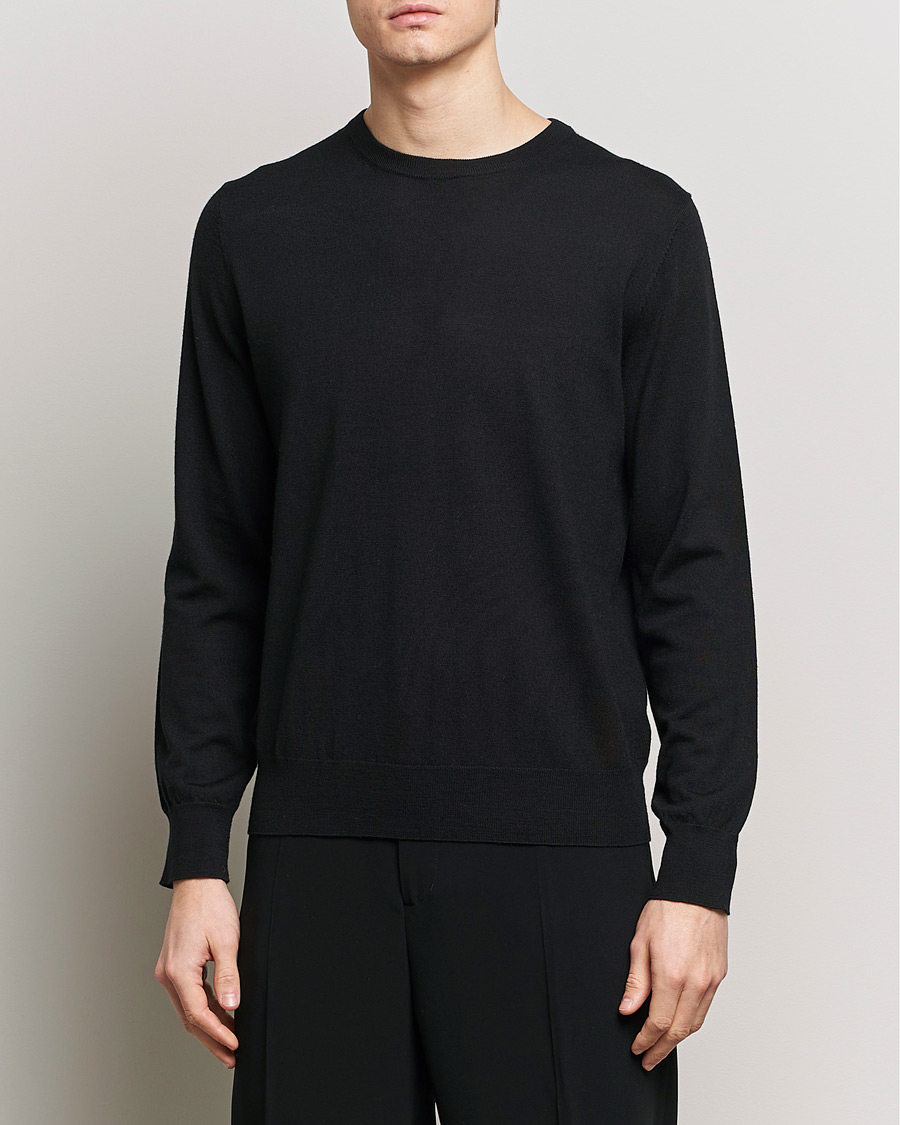 Uomini | Filippa K | Filippa K | Merino Round Neck Sweater Black