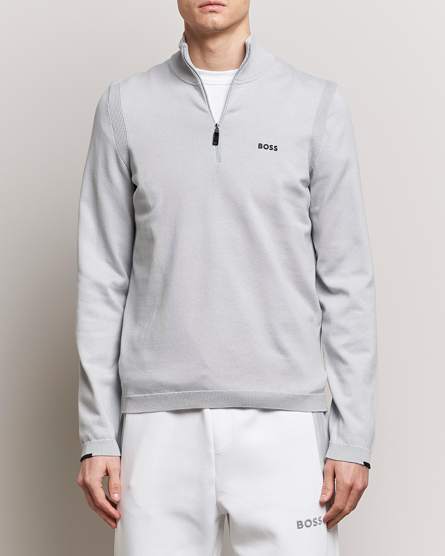 Uomini | BOSS GREEN | BOSS GREEN | Ever Knitted Half Zip Light Grey