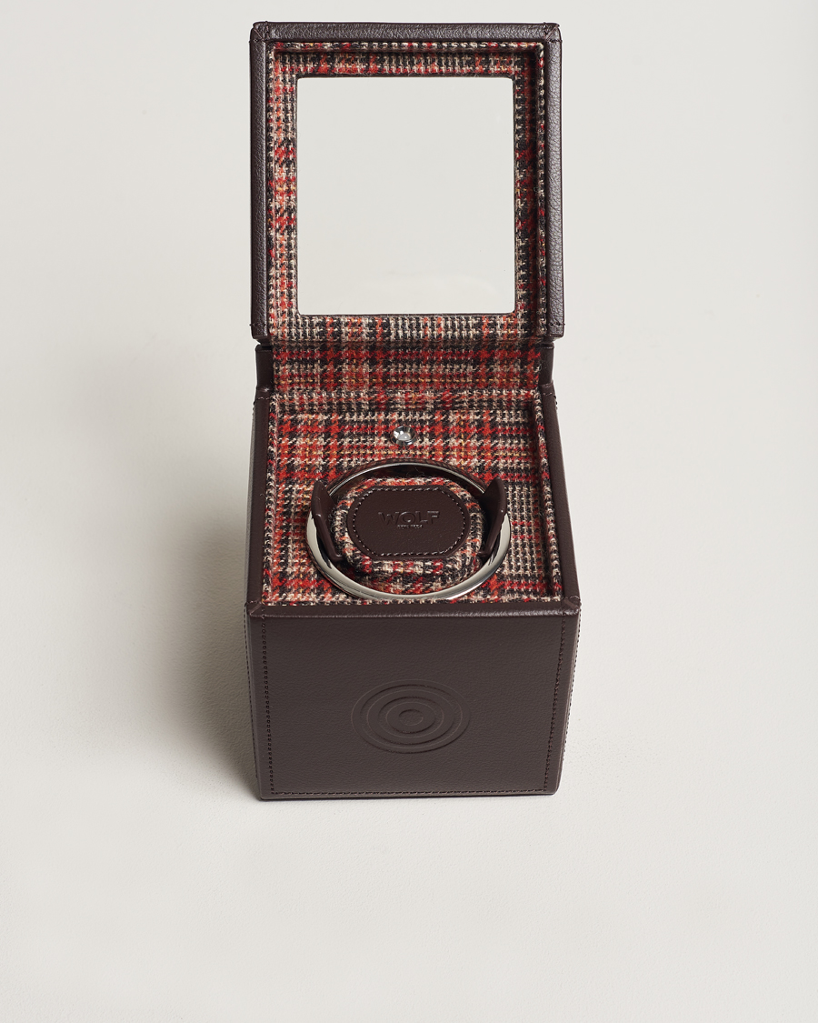 Uomini | Stile di vita | WOLF | WM Brown Single Watch Winder Tweed Brown