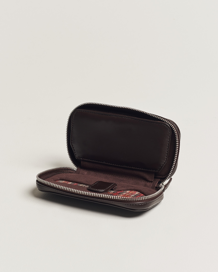 Uomini | WOLF WM Brown 2 Piece Watch Zip-Case Tweed Brown | WOLF | WM Brown 2 Piece Watch Zip-Case Tweed Brown
