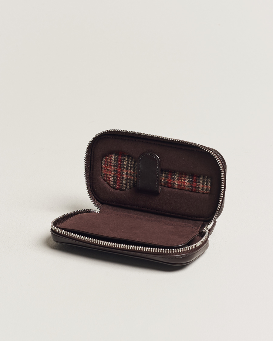 Uomini | WOLF WM Brown 2 Piece Watch Zip-Case Tweed Brown | WOLF | WM Brown 2 Piece Watch Zip-Case Tweed Brown
